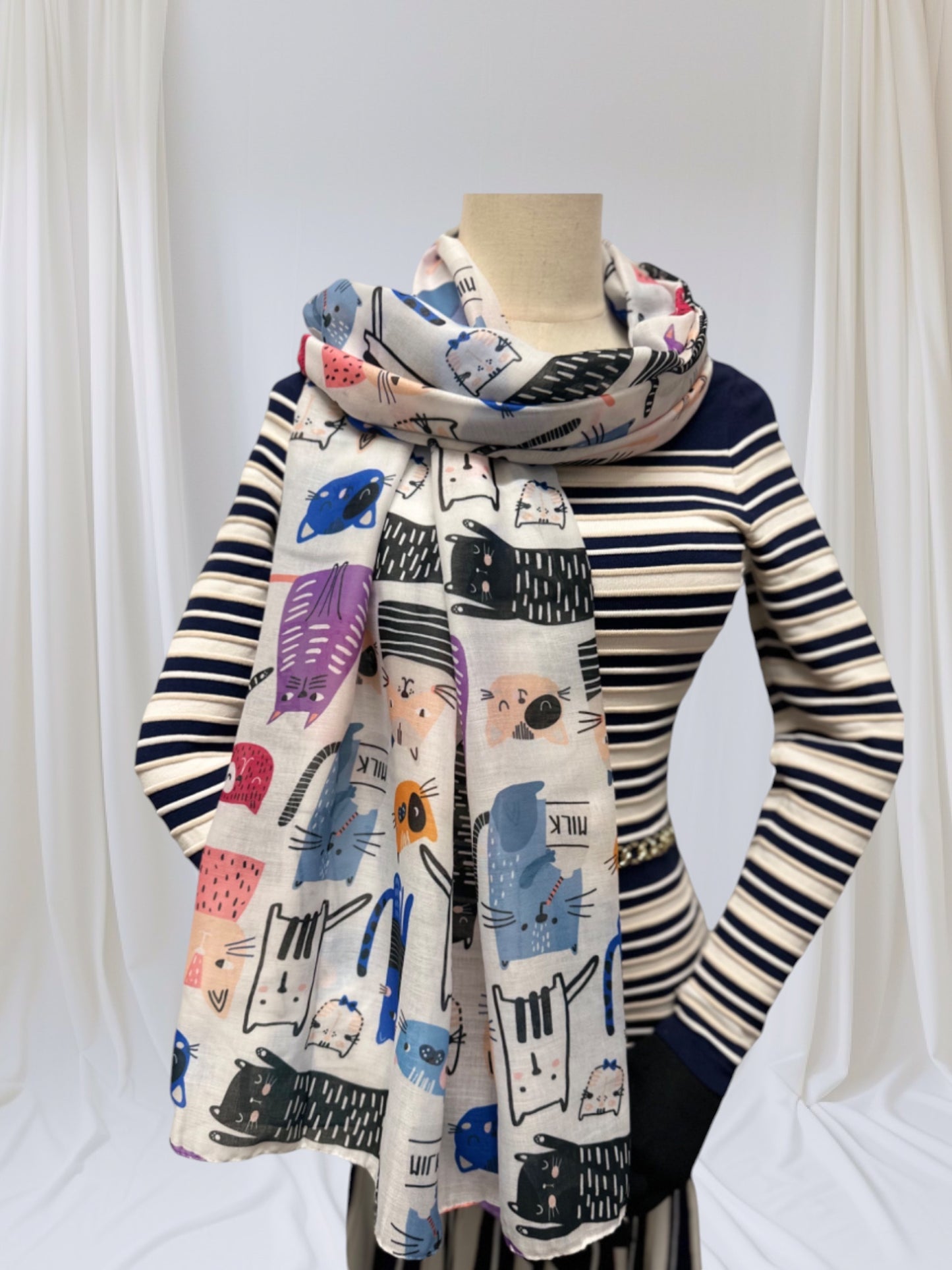 Cute Cat  Print Scarf