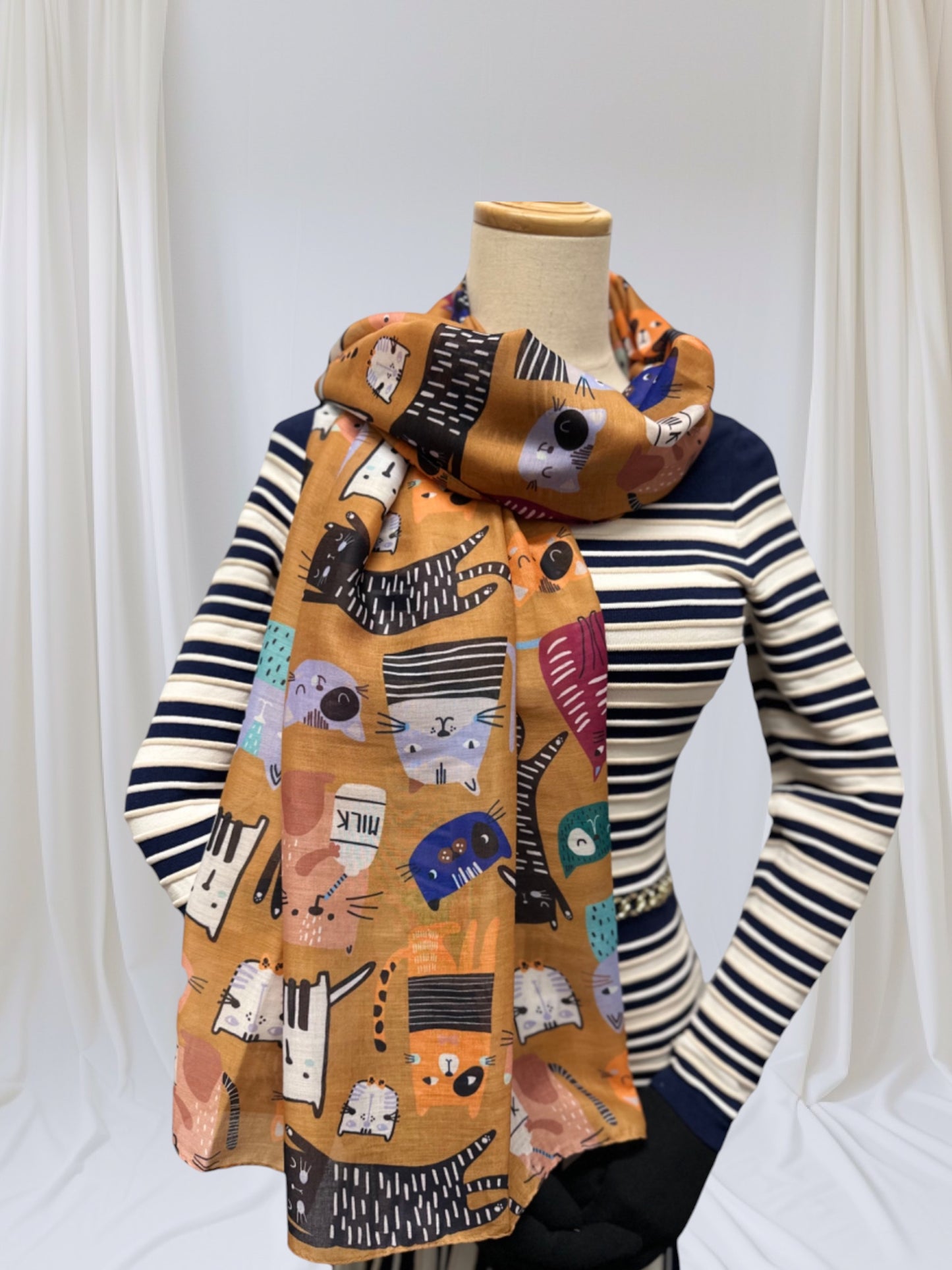 Cute Cat  Print Scarf