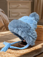 Winter Hats for Women Double Layer Fleece Line Beanie Hat with Pearl Beads & Bobble Pom Pom