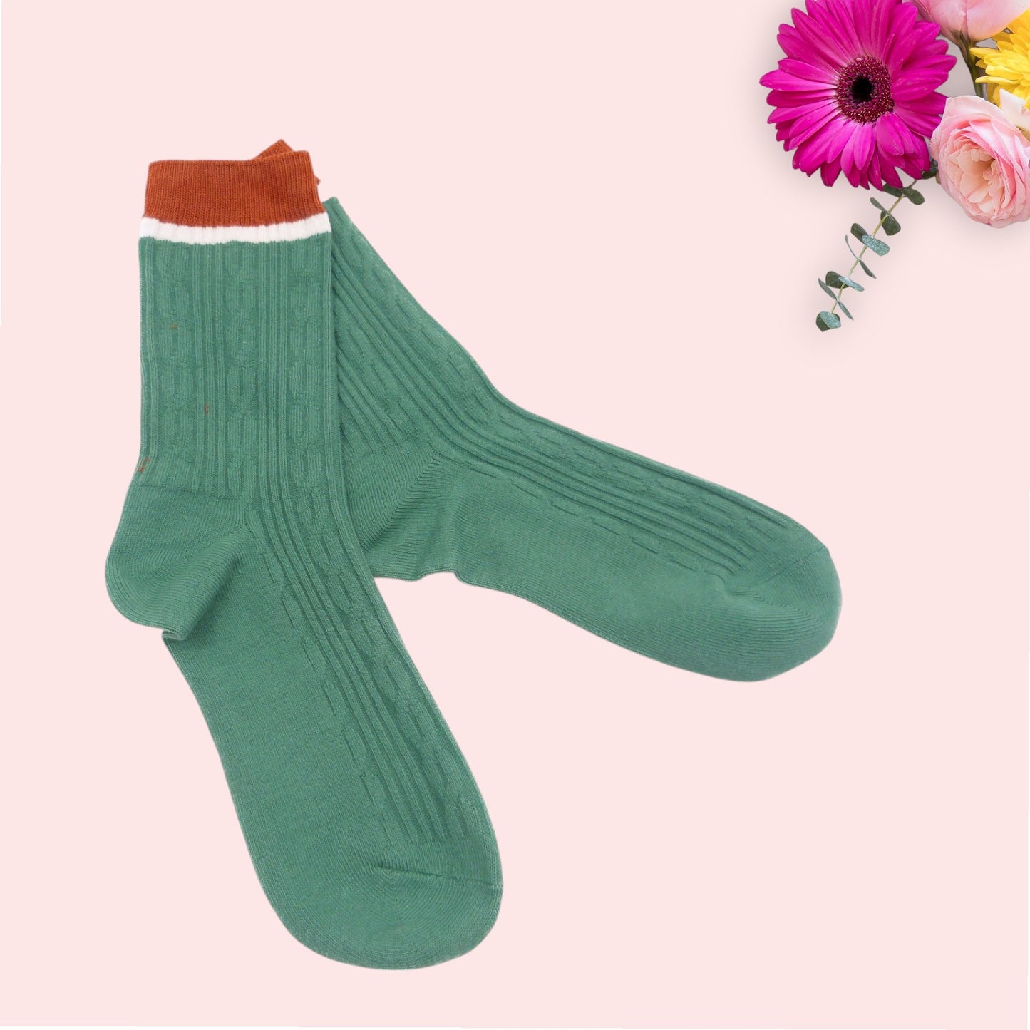 Aran Pattern Plain Seamless Socks