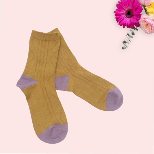 Aran Pattern Plain Seamless Socks