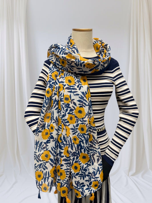 Summer Flower Tassel  Print Scarf