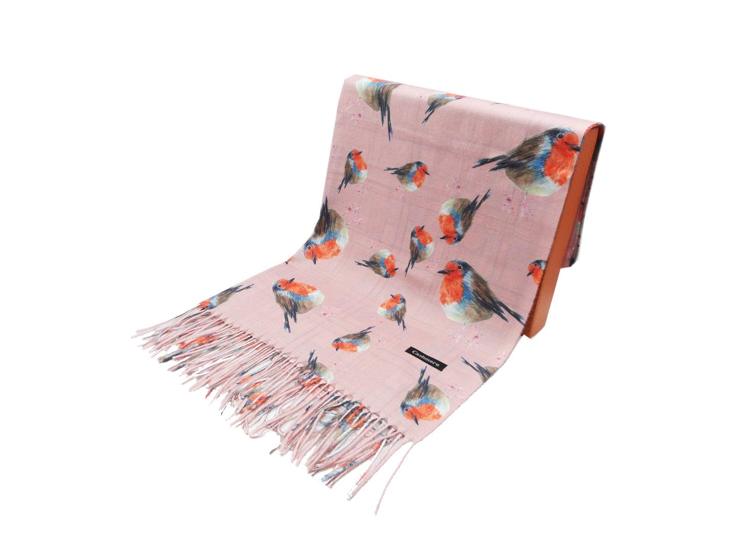 Robin Bird Double Sided Printed  Winter Wrap Pashmina Scarf