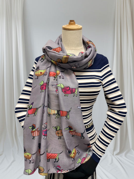 Sausage Dog  Print Scarf
