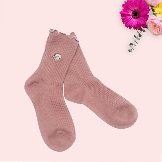 Embroidered Sheep Face Plain Seamless