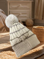 Unisex Double Layer Fleece Line Beanie with Bobble Pom Pom