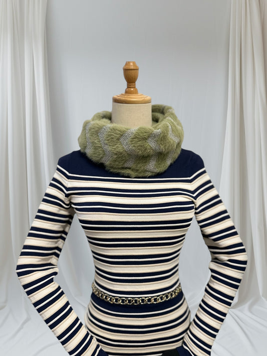 Knitted Infinity Glitter  Zigzag Snood