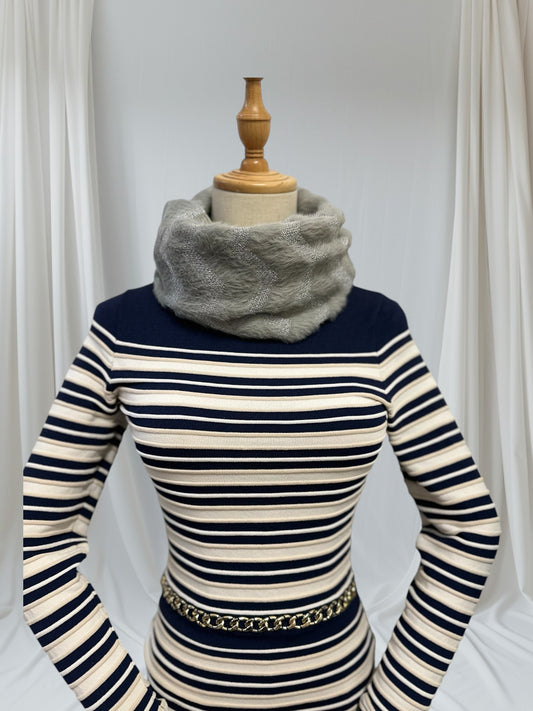 Knitted Infinity Glitter  Zigzag Snood