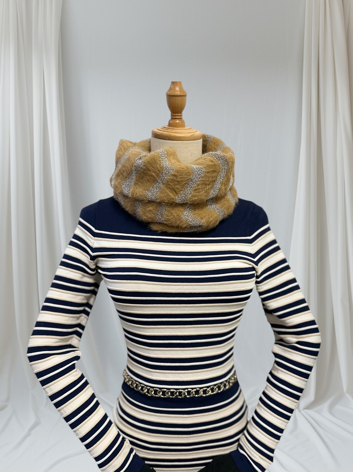 Knitted Infinity Glitter  Zigzag Snood