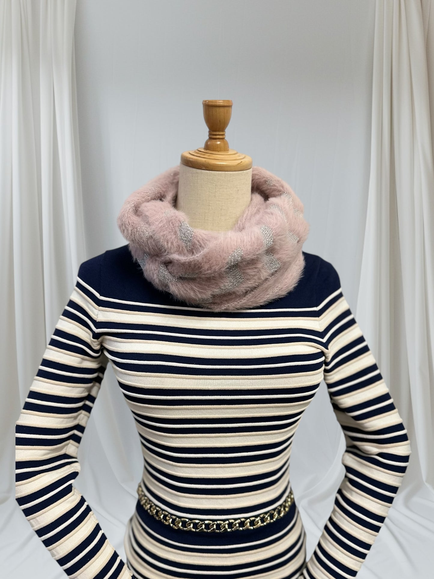 Knitted Infinity Glitter  Zigzag Snood