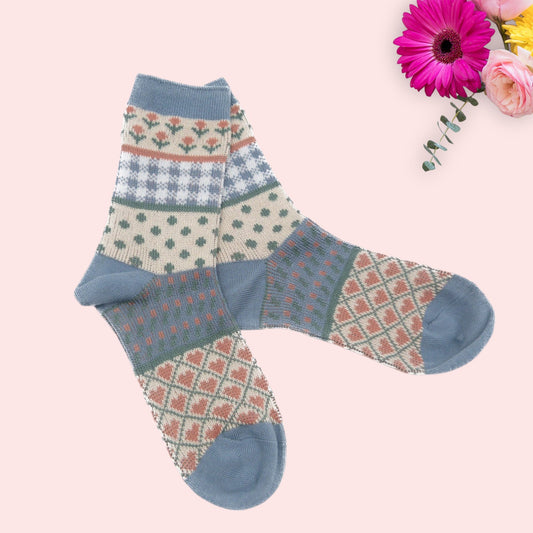 Flower Dots Heart Pattern Socks