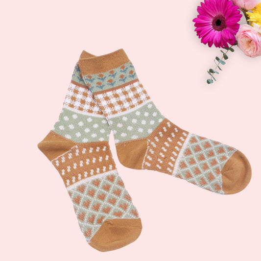 Flower Dots Heart Pattern Socks