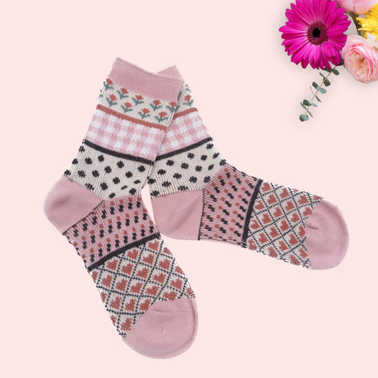 Flower Dots Heart Pattern Socks