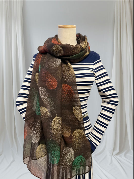 Colour Tree Leaves Leaf Print Scarf