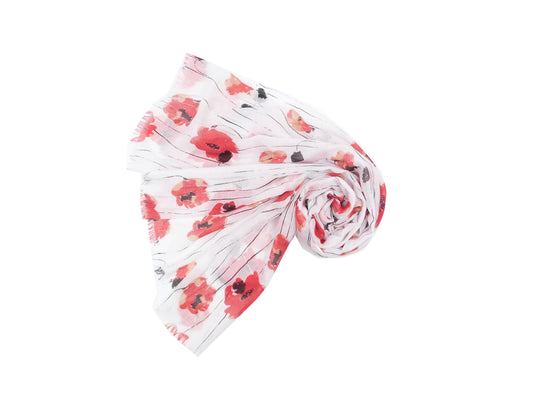Poppy Flower Print Scarf