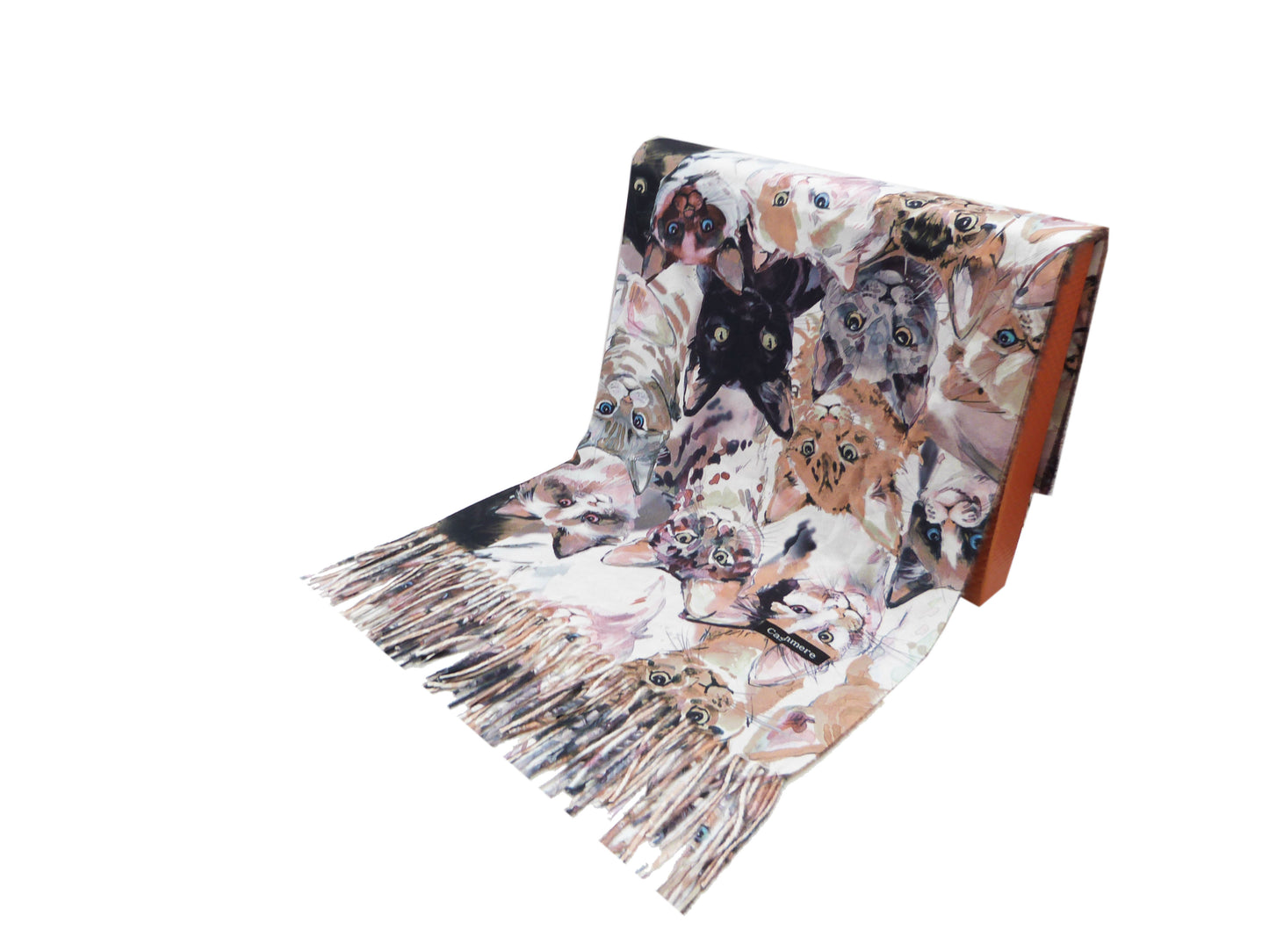 Cat Print Wrap Pashmina Cashmere Feel Scarf