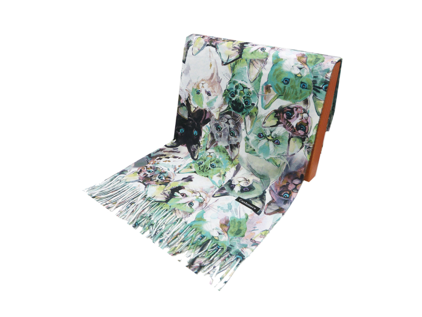 Cat Print Wrap Pashmina Cashmere Feel Scarf