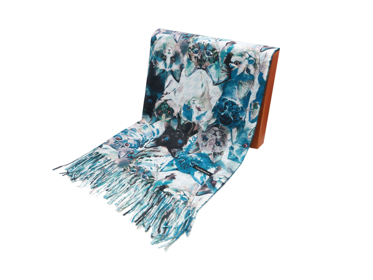 Cat Print Wrap Pashmina Cashmere Feel Scarf