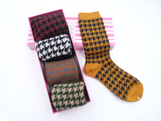 Dog Tooth Print  Socks 5 Colours