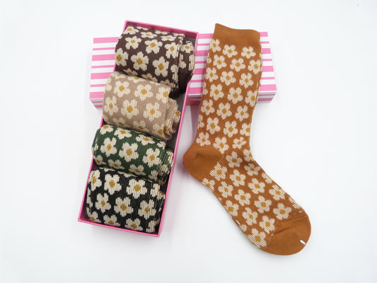 Daisy Flower Print Ladies Socks