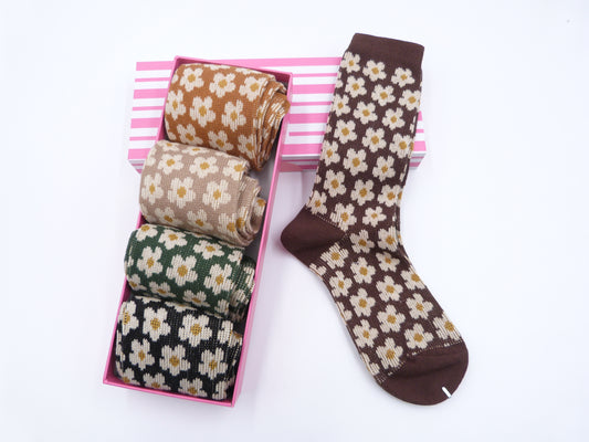 Daisy Flower Print Ladies Socks