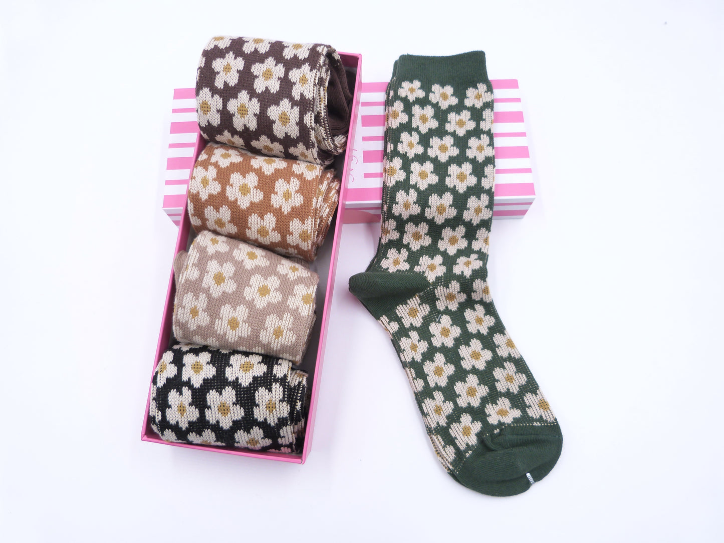 Daisy Flower Print Ladies Socks