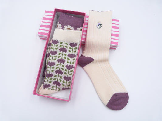 Flower Print Socks 3 Colours