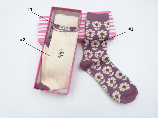 Flower Print Socks 3 Colours