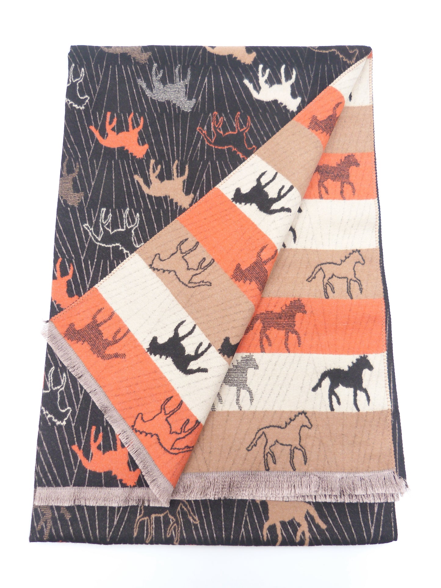 Horses  Printed Cashmere Feel Winter Wrap
