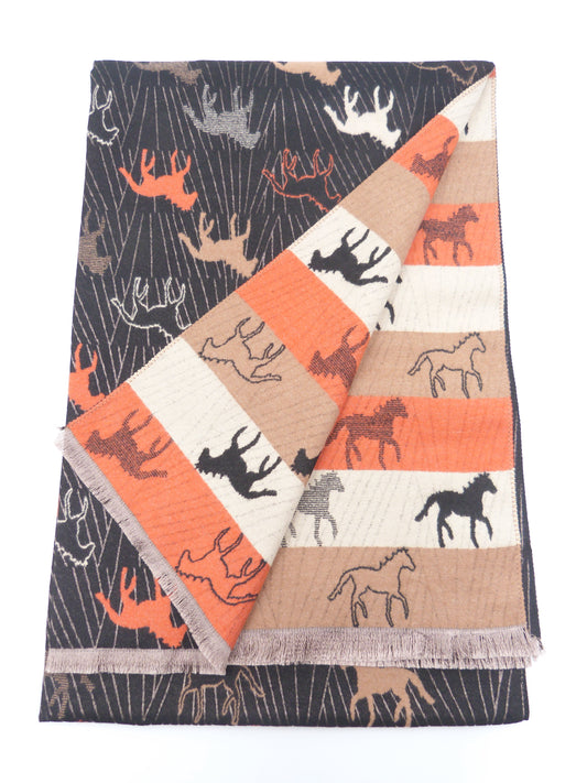 Horses  Printed Cashmere Feel Winter Wrap