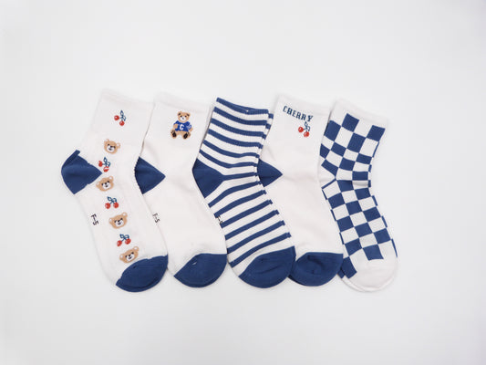 Flower Cherry Flower Print Socks 5 Styles