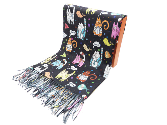 Cute Cat Printed  Wrap Pashmina Cashmere Feel Scarf