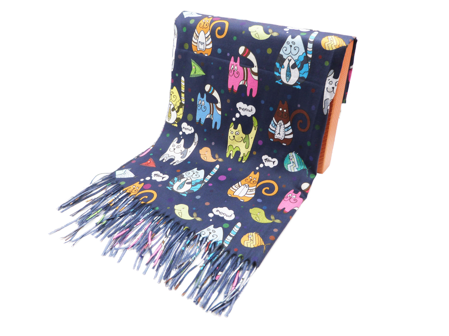 Cute Cat Printed  Wrap Pashmina Cashmere Feel Scarf