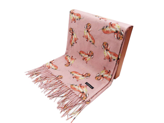 Sausage dog Printed  Winter Wrap Pashmina Scarf
