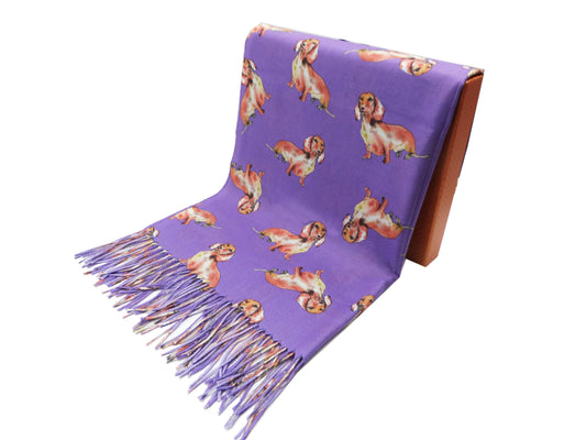 Sausage dog Printed  Winter Wrap Pashmina Scarf